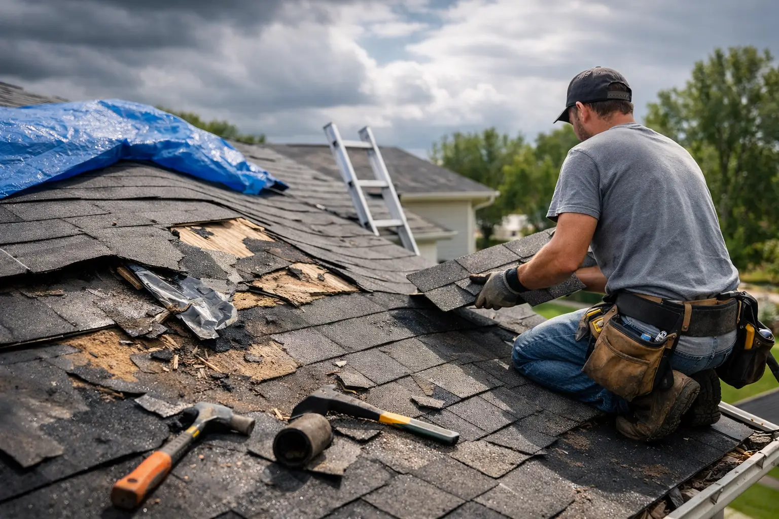 Storm Damaged Roof Repair Example for Homeowners
